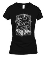 Book Wyrm Bookwyrm Dragon Reading Lover Distressed Gift Shirt Women's Standard T-Shirt black s