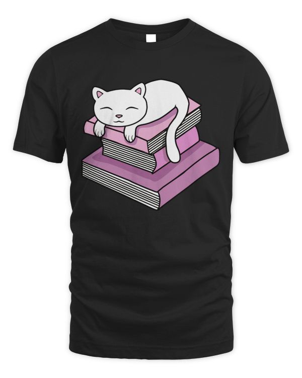 Cat Resting On A Pile Of Books Shirt